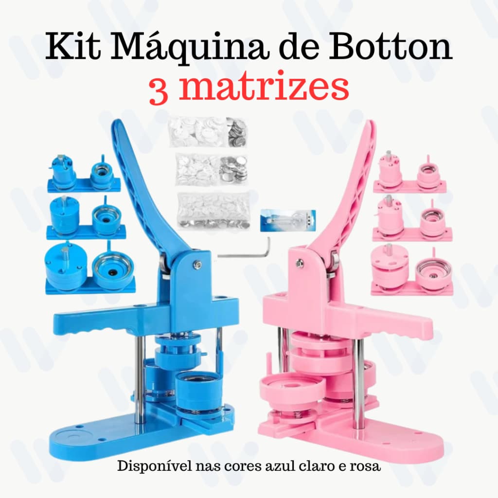 3 Kit Completo Máquina de Bottons 25/32/44/58mm com 100 Peças Cada – DIY Fácil e Divertido!
