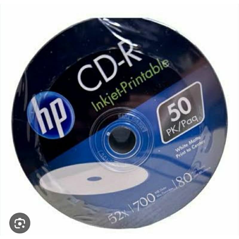 50 CD-R PRINTABLE HP 700 MB 80 MINUTOS 52X ORIGINAL