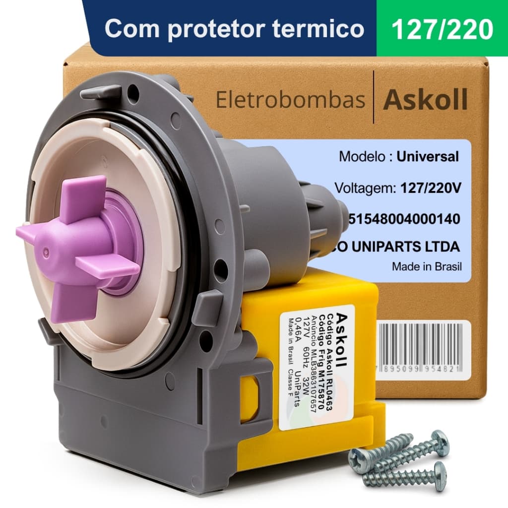 Eletrobomba Compatível com as Marcas Brastemp, Electrolux, Consul, Colormaq, Panasonic e Samsung