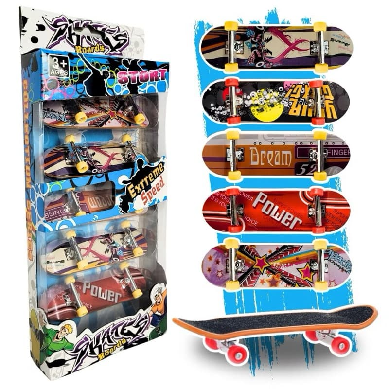 Kit 5 Mini Skate De Dedo Profissional Deck C/lixa