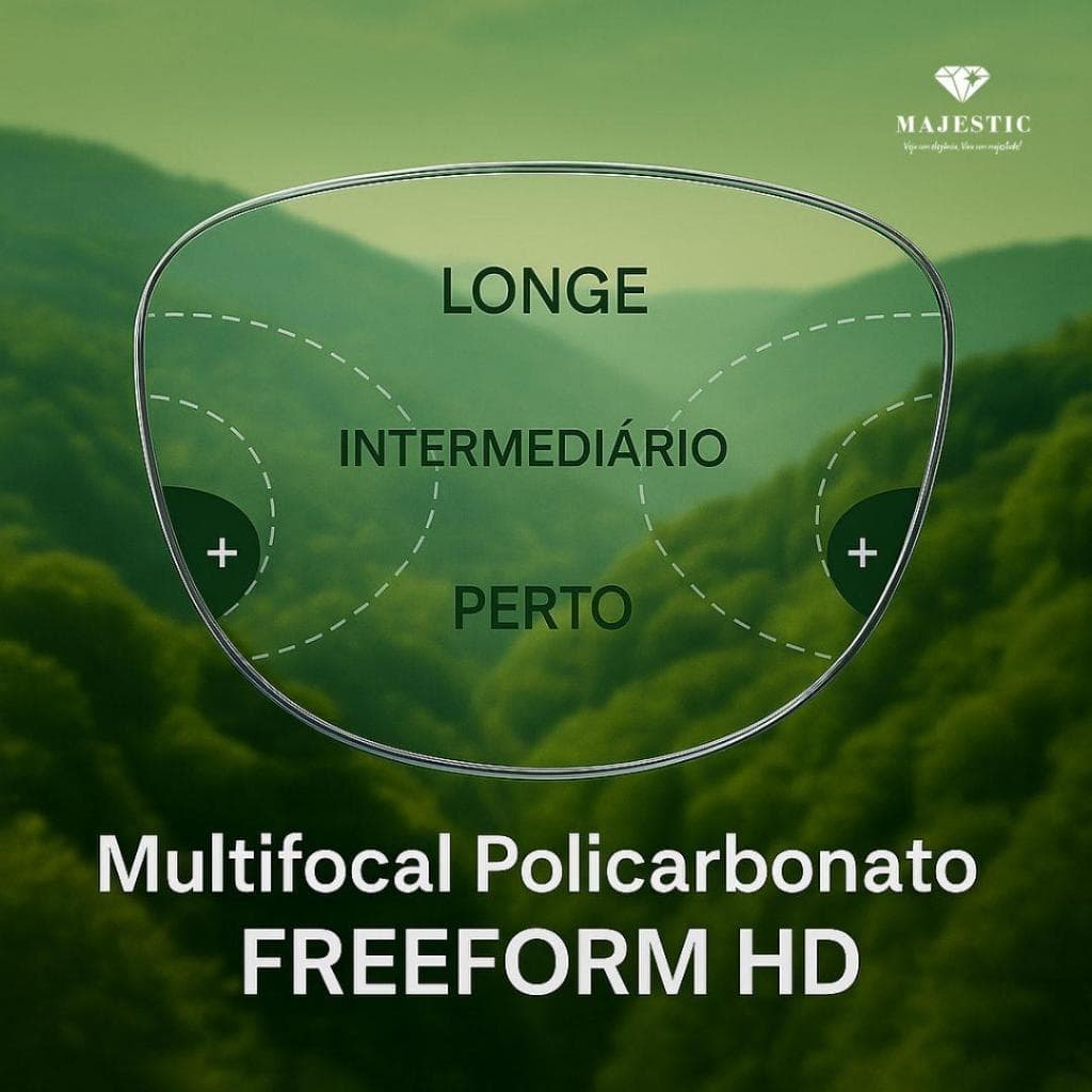 Par de Lentes Multifocal HD Freeform Digital 1.59 POLICARBONATO com Grau Presb Miopia Astigm