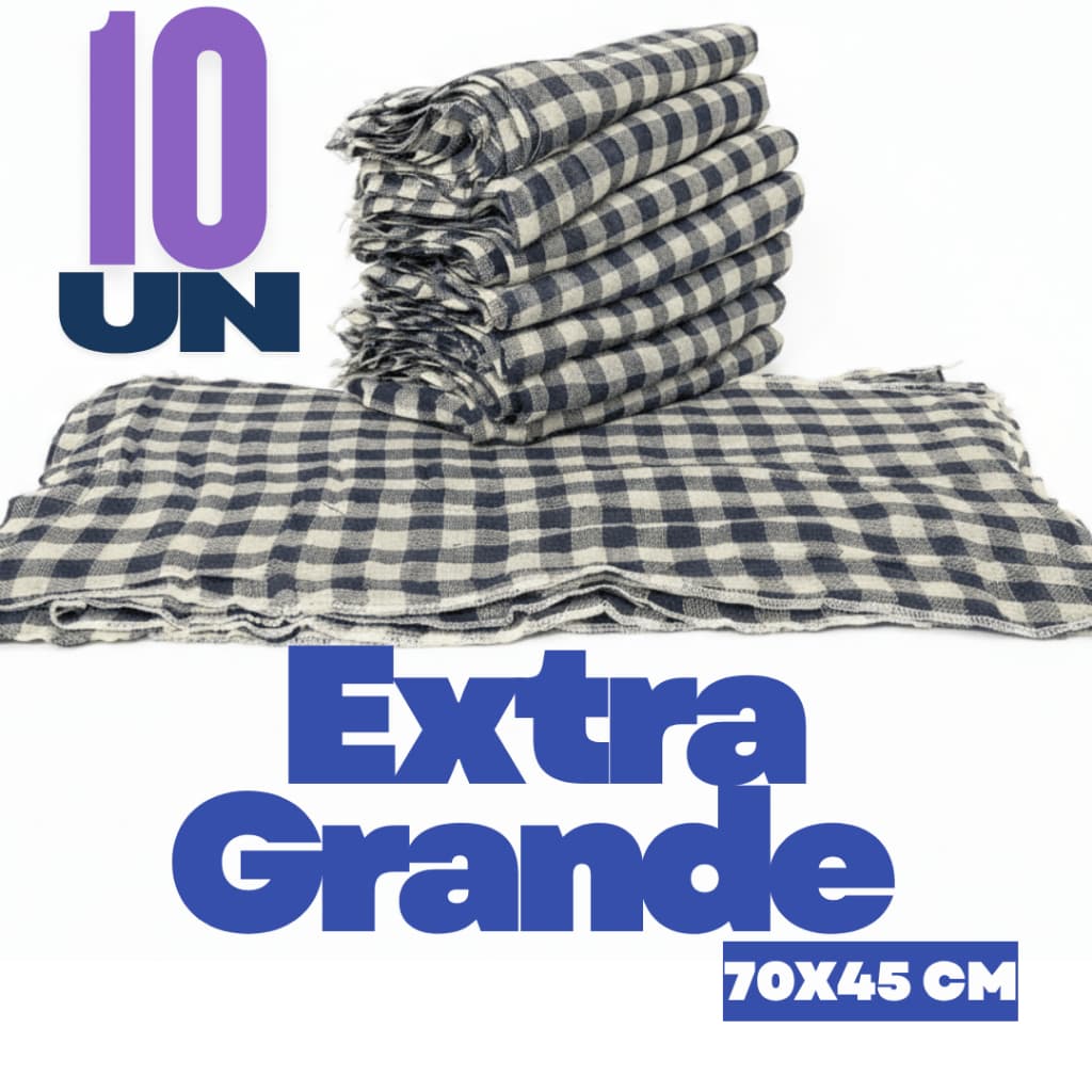 Kit 10 Panos de Chão grande Xadrez 70x45 | 100% Algodão Atacado pano limpeza