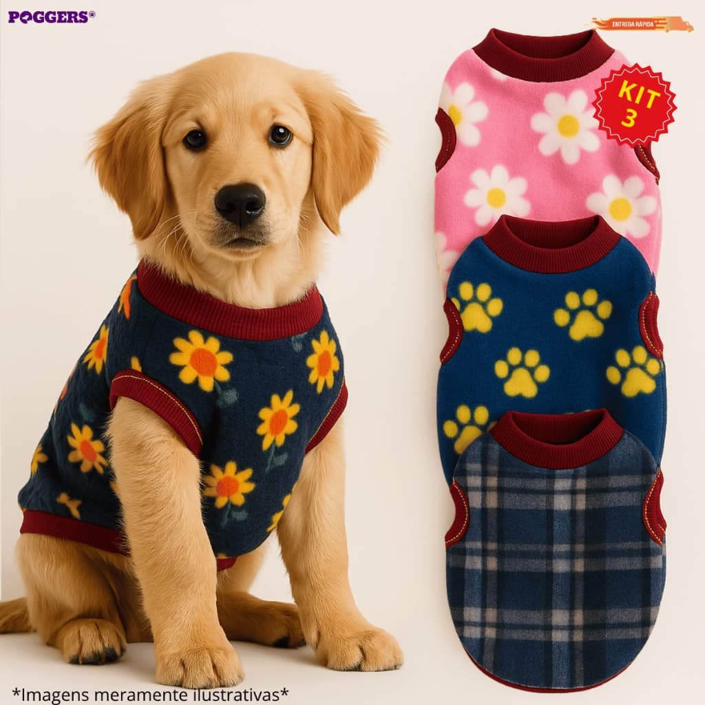 Kit 3 Roupinhas Soft Inverno Para Cachorro Pet Pequeno Porte a Grande Porte Roupa Inverno 100% Soft