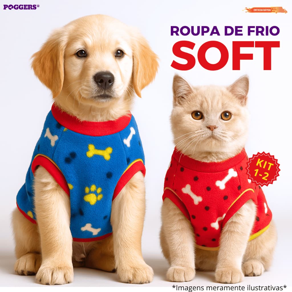 Kit 1-2 Roupinhas Soft Inverno Cachorro e Gato Pet Pequeno Porte a Grande Porte Roupa Inverno