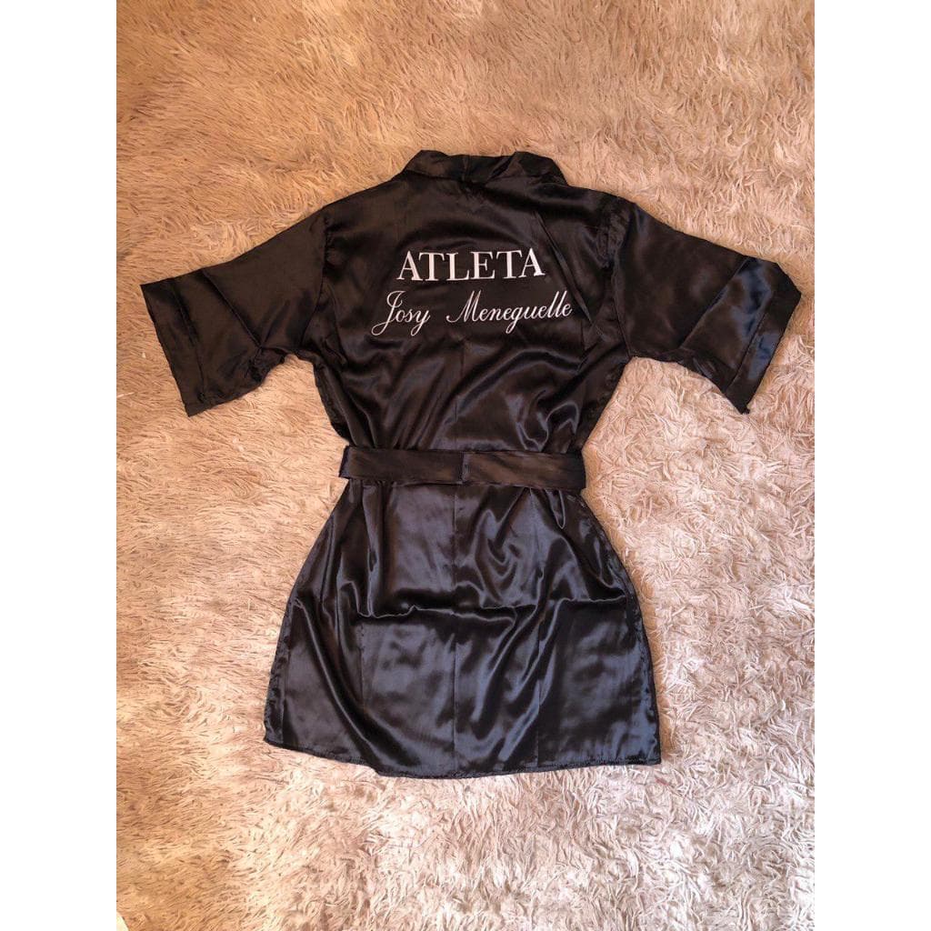 Robe de Cetim Manga 3/4 com Elastano Bordado Personalizado Atleta Wellness Competição