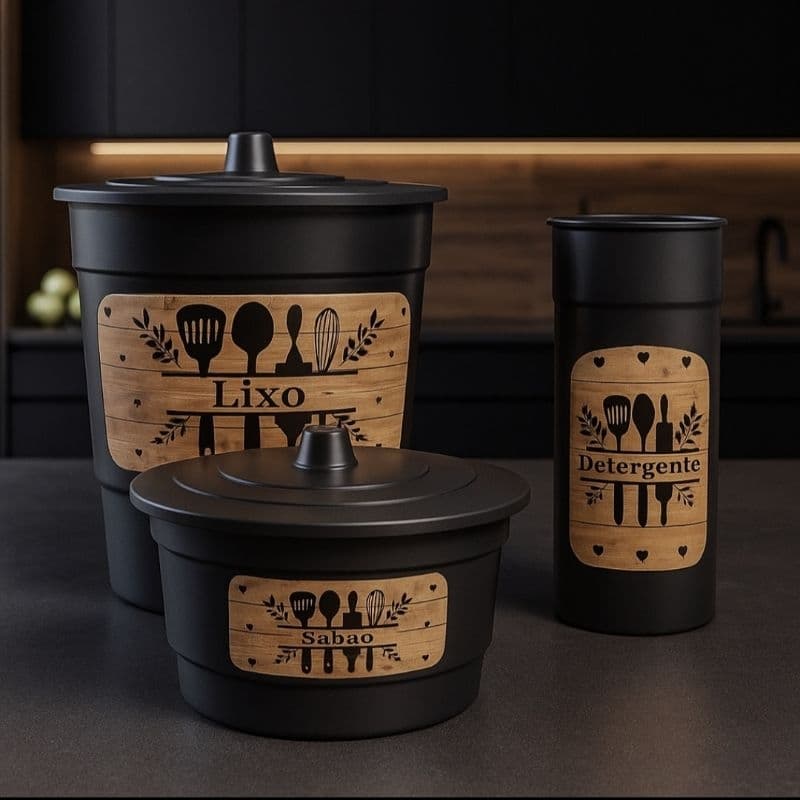 Kit Pia Conjunto 3 Peças Plástico e Resistente Organização Casa Cozinha Linha Premium