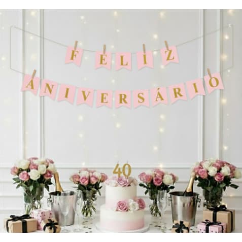 Faixa Varal De Letras Papel Feliz Aniversário Bandeirinhas Decoração De Festa