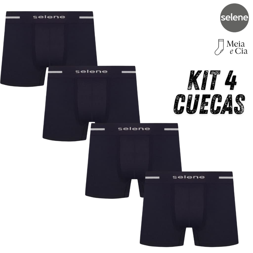 Kit 4 Cuecas Boxer Selene Masculina Sem Costura em Poliamida – Conforto e Qualidade Original
