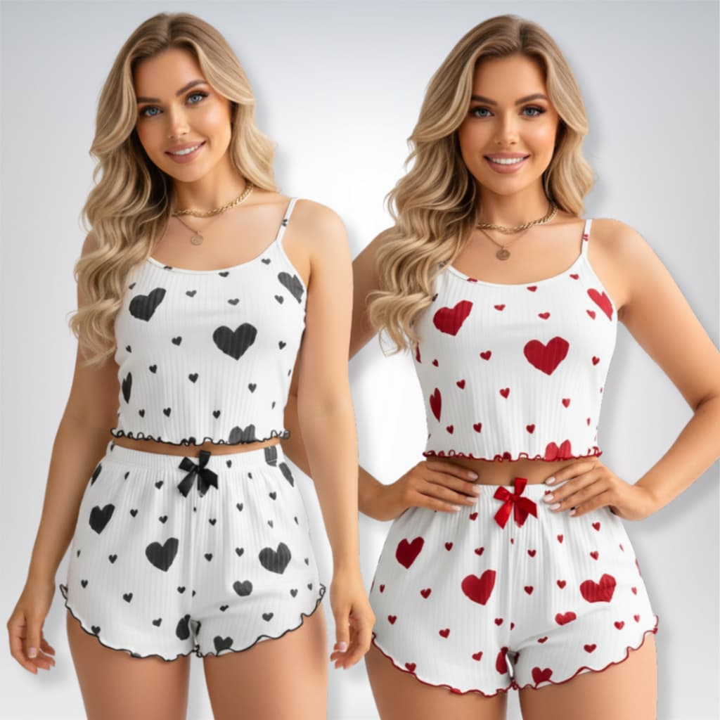 Kit 2 Baby Doll de Coração em Tecido Canelado – Ideal para Noites de Verão