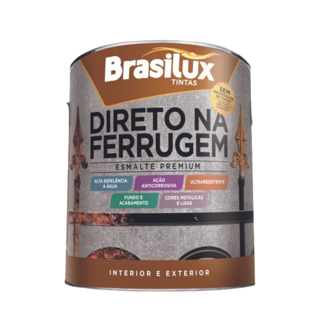 Tinta Esmalte Direto na Ferrugem 900ml Brasilux Várias Cores