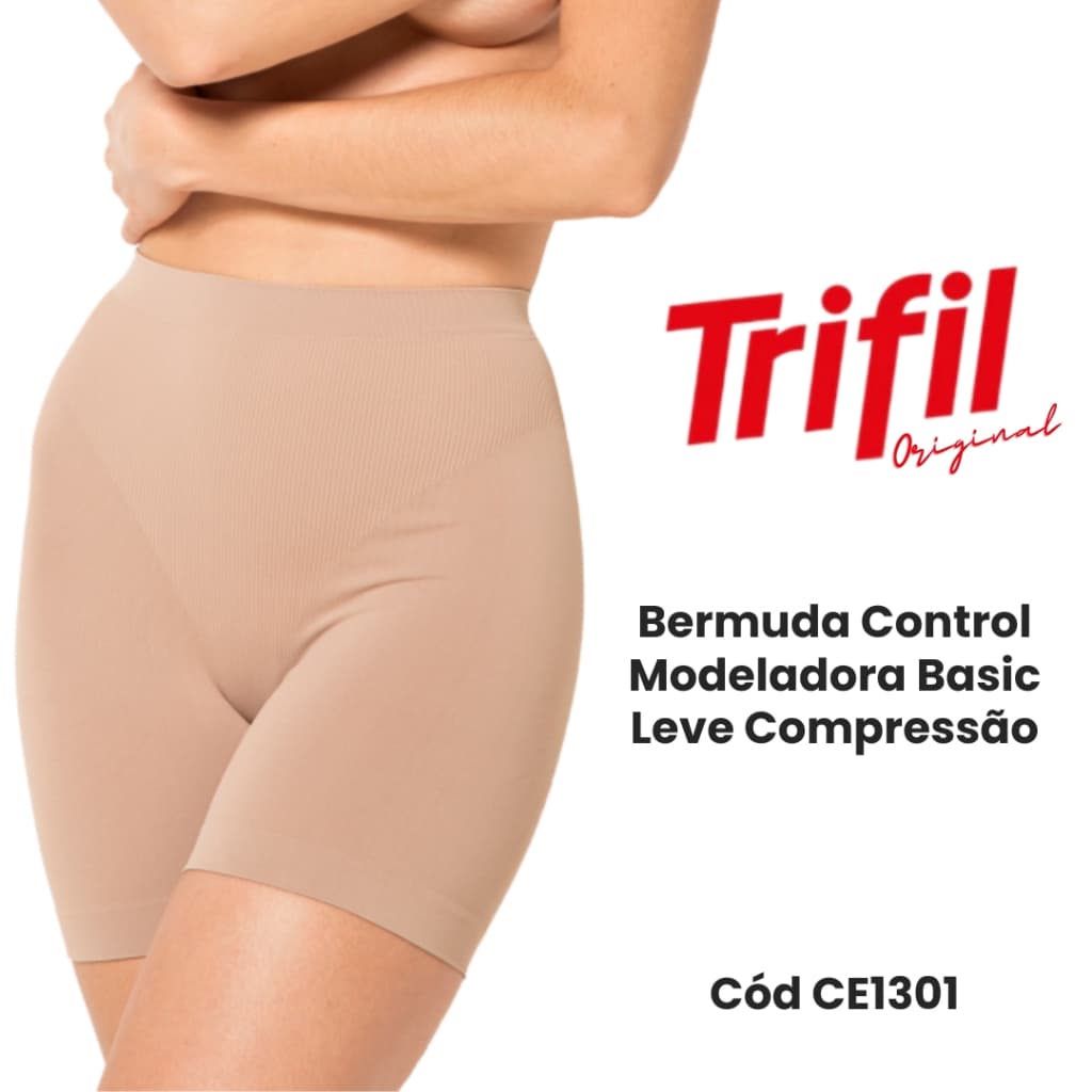 Bermuda Modeladora Leve Control Basic Trifil Compressão Leve Sem Costura Para Modelar o Corpo CE1301