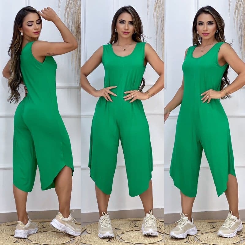 macacão pantacurt moda feminina Elegante, tamanho único G, tecido visco lycra