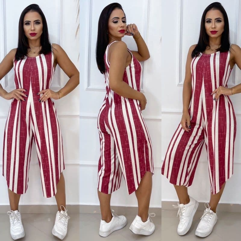 macacão pontacurt listrado moda feminina, tamanho único g, tecido romântic