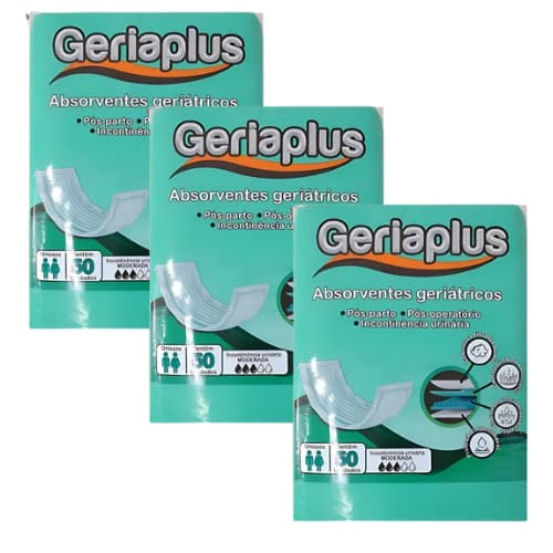 Kit Com 3 Absorvente Geriátrico/Unissex/Incontinência/Geriaplus - Total de 150 Unidades