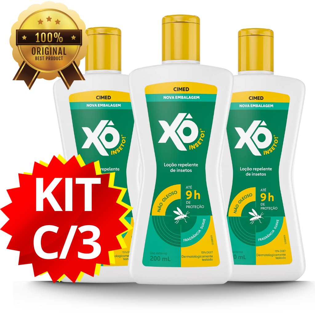 Repelente loção Xô insetos 200ml KIT COM 3 UNIDADES