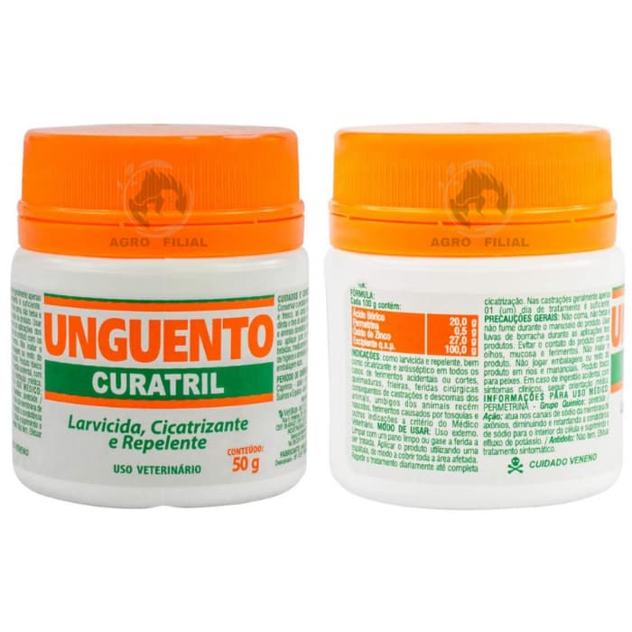 Unguento Curatril Cicatrizante P/ Cães Pomada Larvicida Repelente 50g Vetbrás