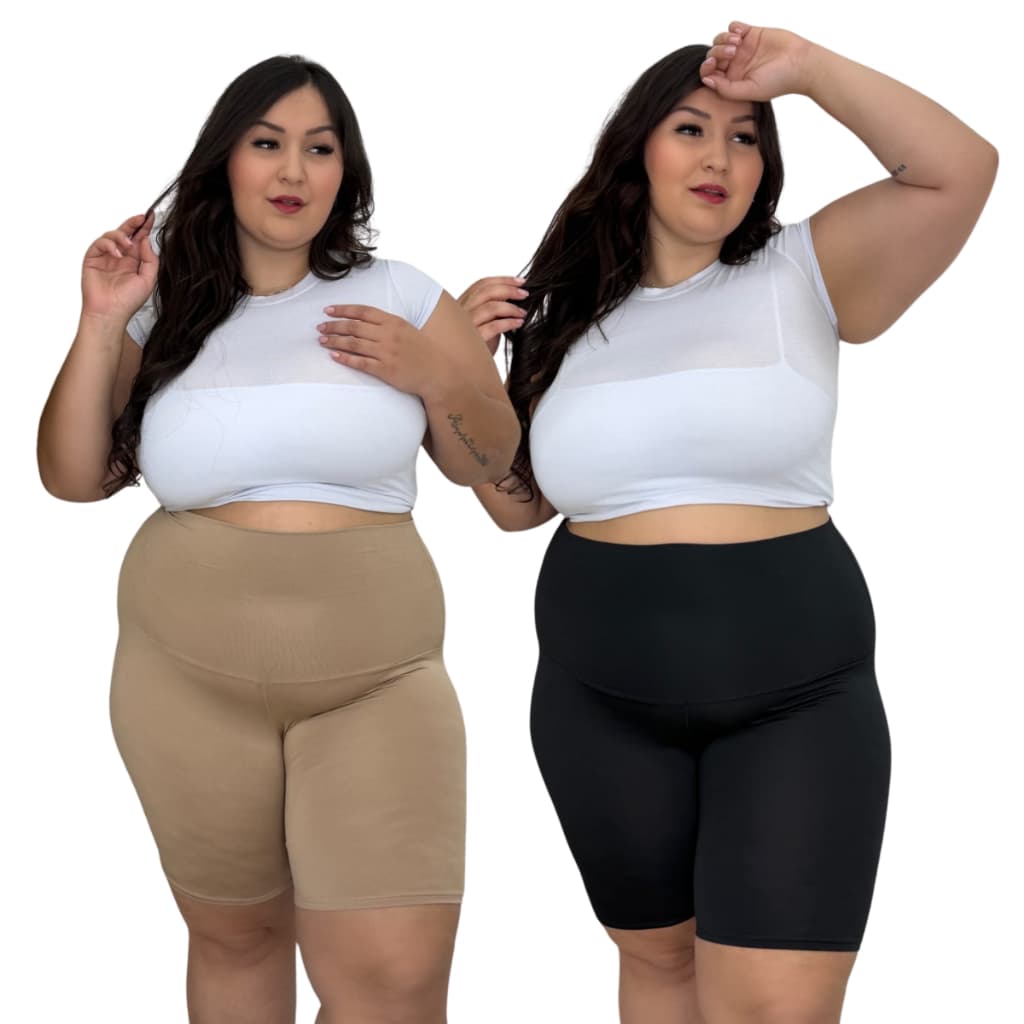 Kit 2 Shorts Cinta Anagua Feminino Plus Size Cinta Modeladora Confortável Evita Transparência