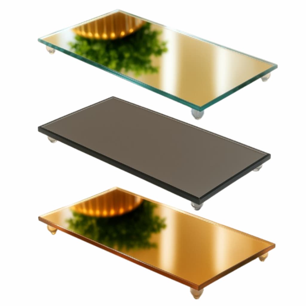 Bandeja Espelhada Decorativa Luxo Para Lavabo, Banheiro, Rack - Espelho, Fumê, Bronze, Branco