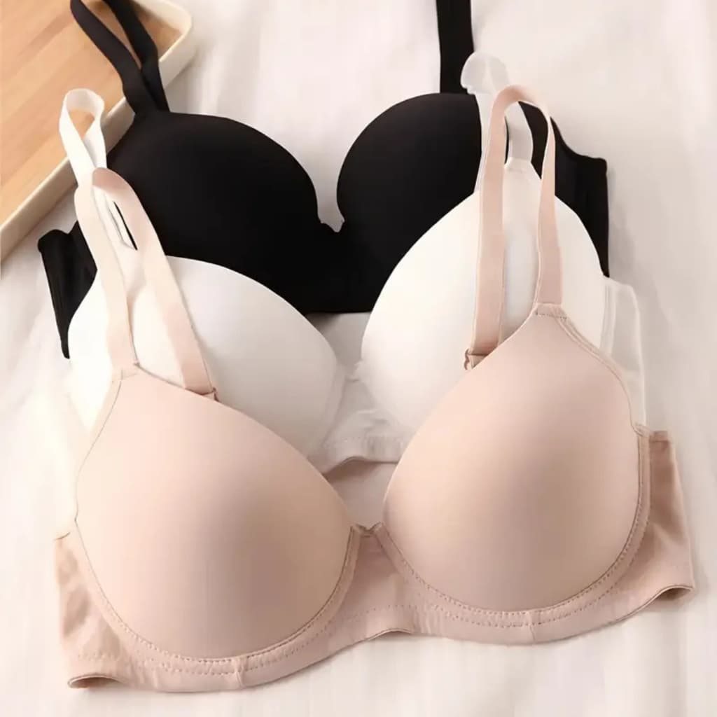 kit Com 3 Sutiã Reforçado Plus Size Básico de Microfibra Com Bojo - Lingerie do 48 ao 52 soutien