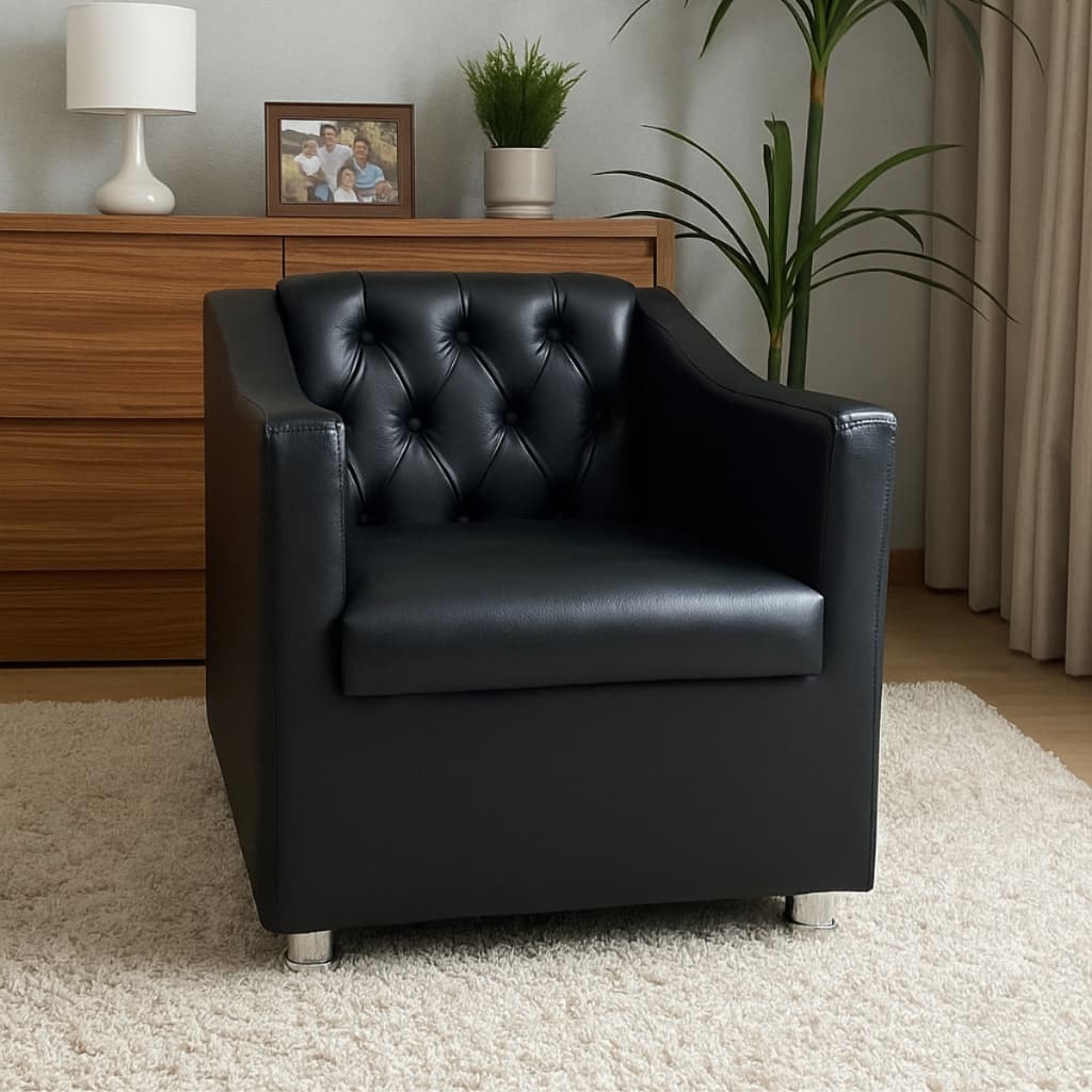 Poltrona Retrô Capitonê Courino Salão Recepção Barbearia salão de beleza