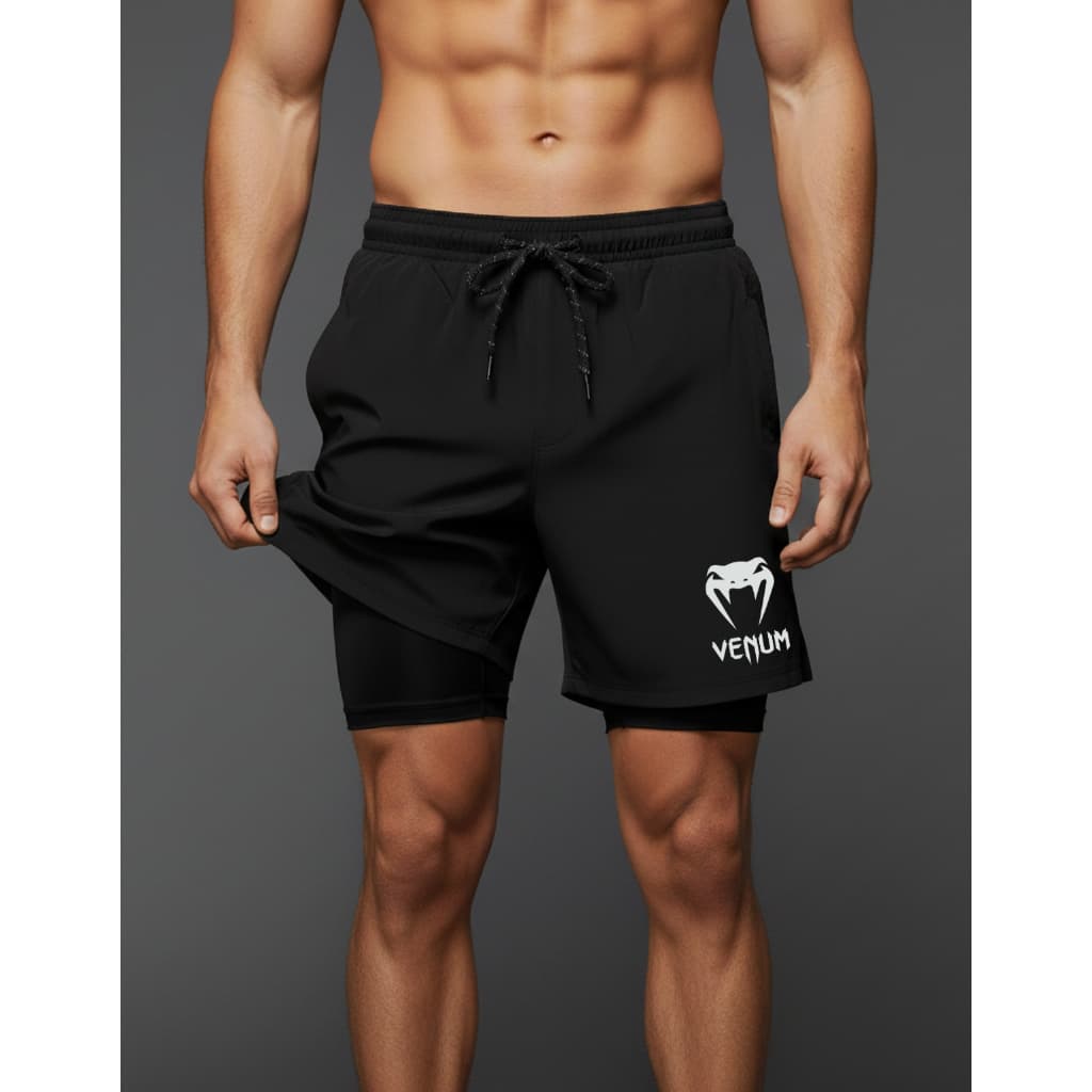 Bermuda de Compressão Dry-Fit GDA 2 em 1 - ( VENUM 07 ) - Com Elastano e Bolso Interno