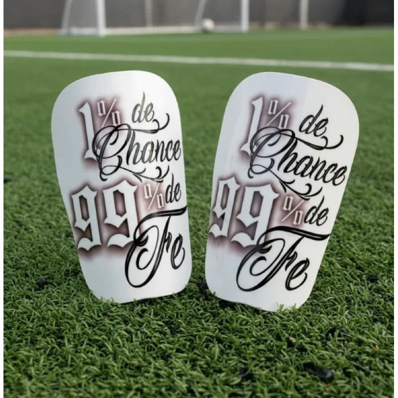 Caneleira Personalizada Futebol society "1% De Chance 99% DE Fé"