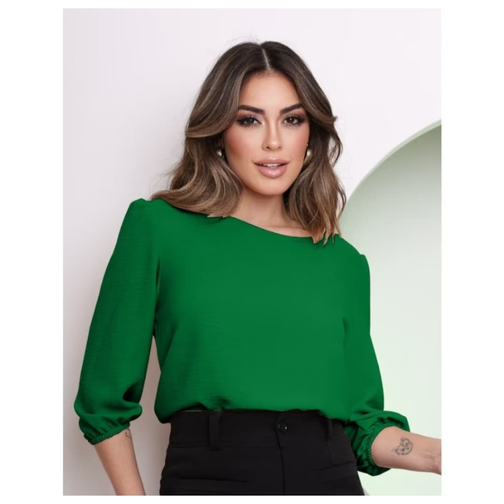 Kit com 2 Blusas Elegante Social MANGA 3/4