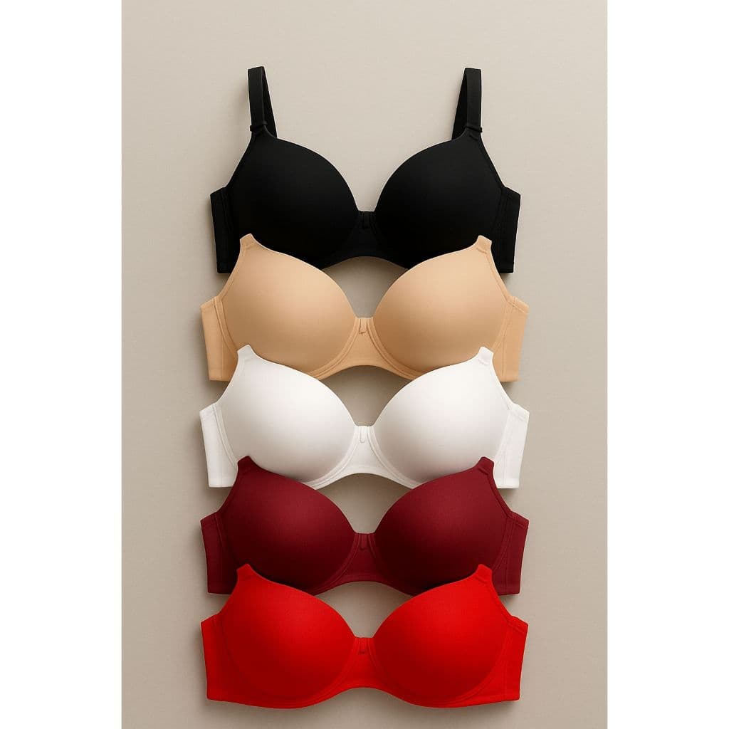 Kit com 5 Sutiã Sutia básico de microfibra com Bojo Lingerie Soutien Direto Da Fábrica do P ao GG