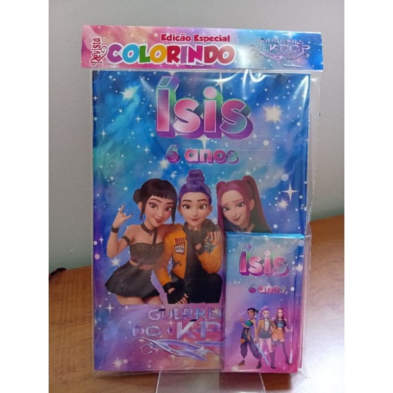 20 kits de colorir personalizado Guerreiras do K-pop.Livro+lapela+caixa de giz.Fazemos qualquer tema