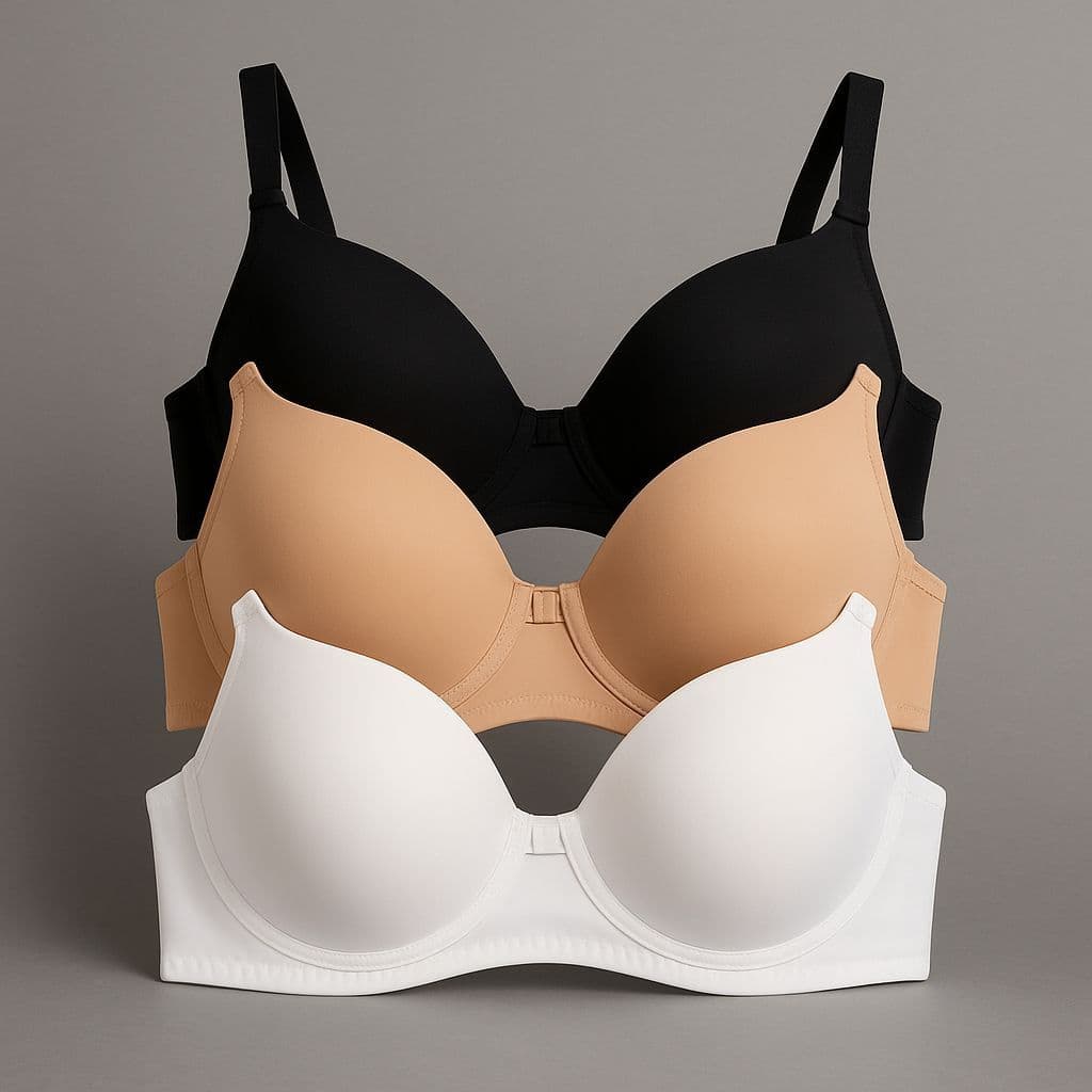 kit com 3 Sutiã Reforçado Básico de Microfibra Com Bojo Lingerie Direto Da Fábrica Alça reforçada