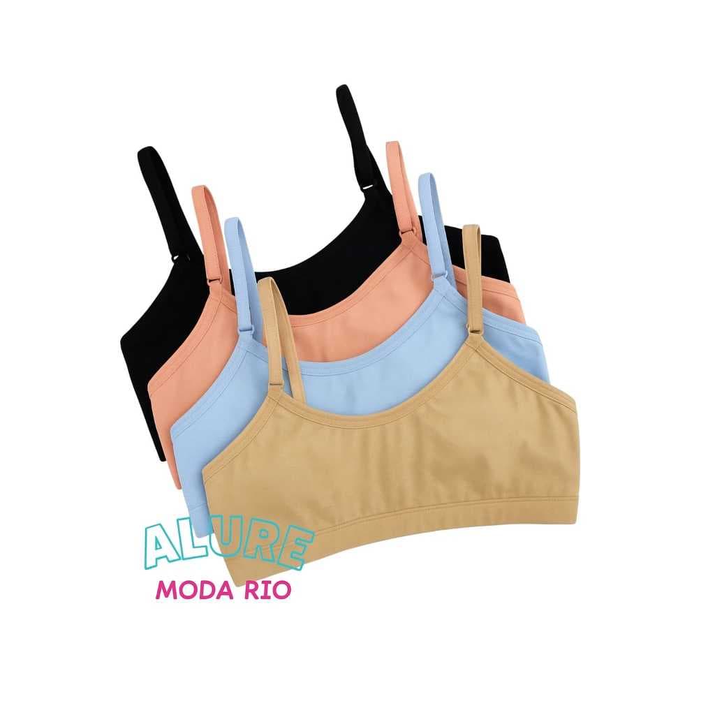 Kit 5/4/3 Sutiãs Top Infantil Juvenil 8 a 14 anos Alça Regulável Cotton Algodão Com Fecho sem Bojo