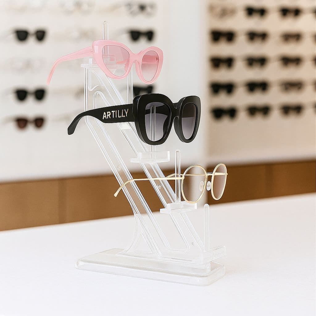 Expositor Organizador Óculos Cabide 5 Lugares Acrílico Vitrine Bancada Opticas