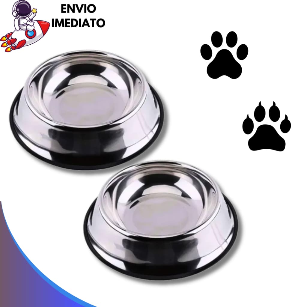 Comedouro ou Bebedouro Vasilha Inox para Cães e Gatos - Resistente Mais Vendido - 150ml a 1400ml