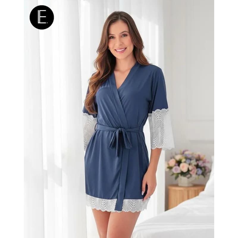 Robe De Renda Pijama Feminino Lingerie Langerie Hobby Sexy Lua de Mel Noiva Kimono Roupão Gestante