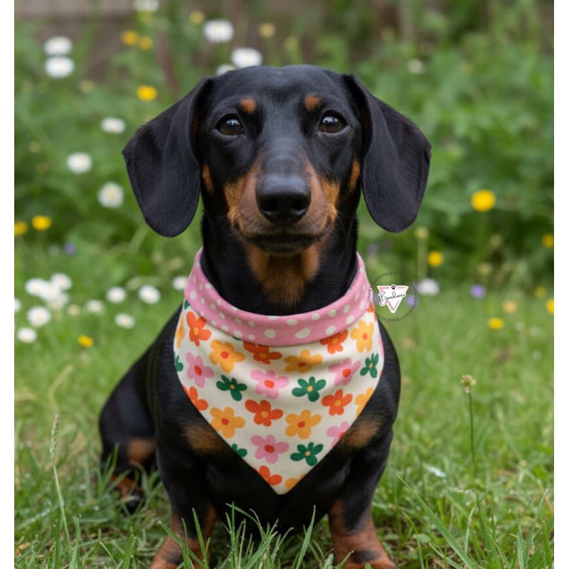 UNIDADE - Bandana pet dupla face - jardim, flores, borboletas, fadas PRODUTO ARTESANAL