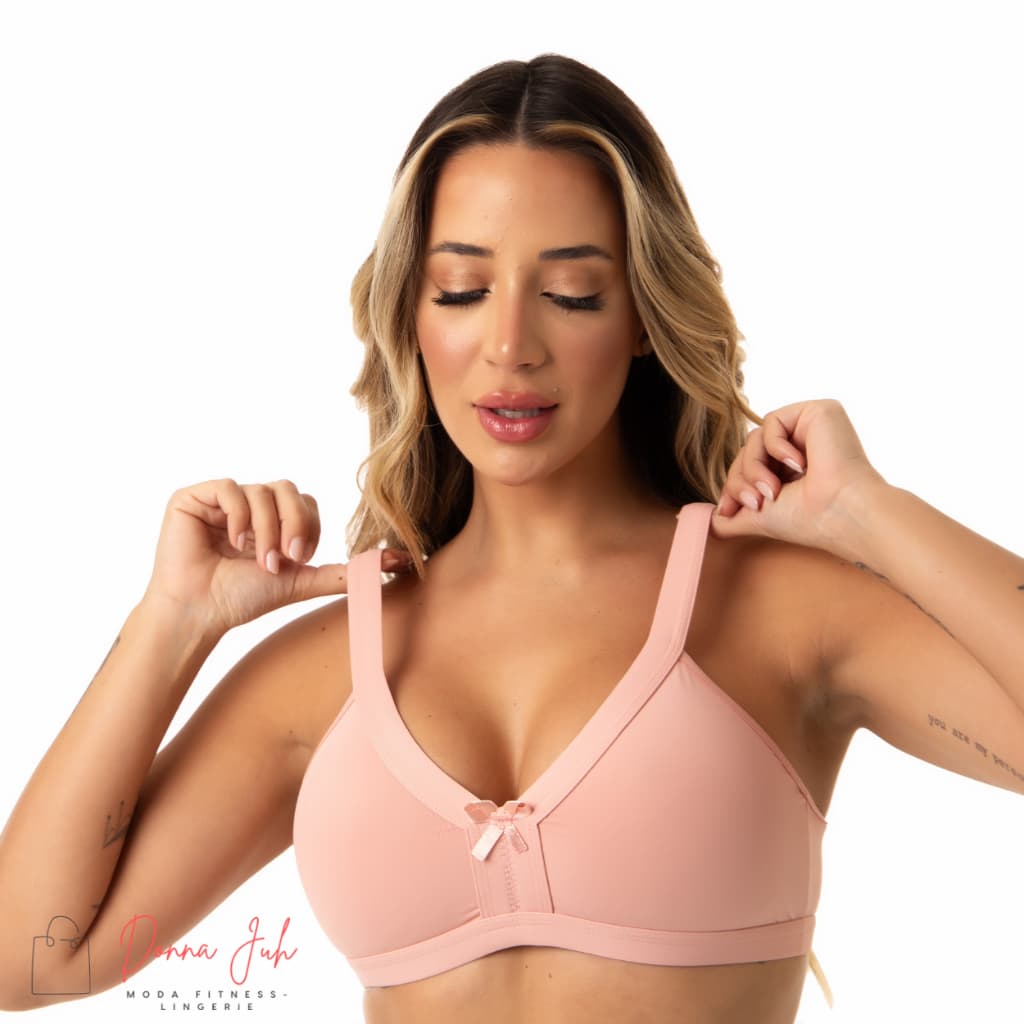 Sutiã Lingerie Básica Reforçado Feminino Microfibra Alças Encapadas Regulagem Sem Bojo e Aro