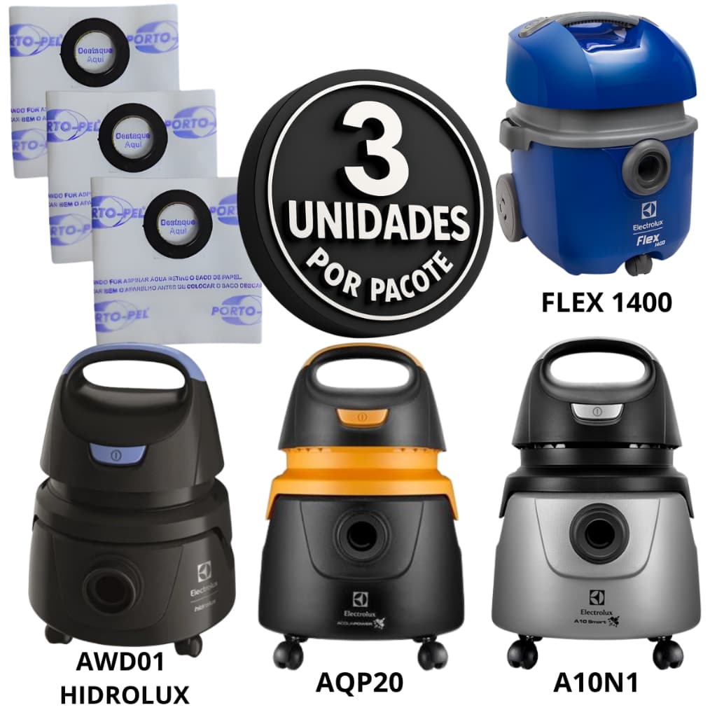 Saco Aspirador De Pó Electrolux Descartável AQP10 AQP20 A10N1 AWD01 ACQUA POWER FLEX 1400S  GT2000