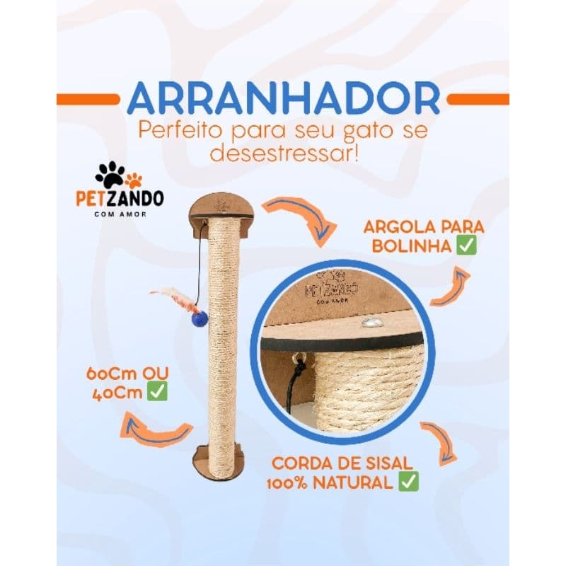 Arranhador Parede para Gatos Brinquedo Pet Poste Sisal