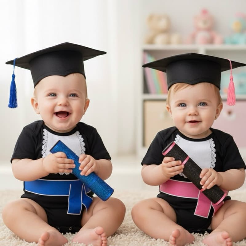 Body Temático Formatura,Beca formando,conclusão de mesversário,Tamanho único 1 ano,com opção de capelo,bebê,mesversário
