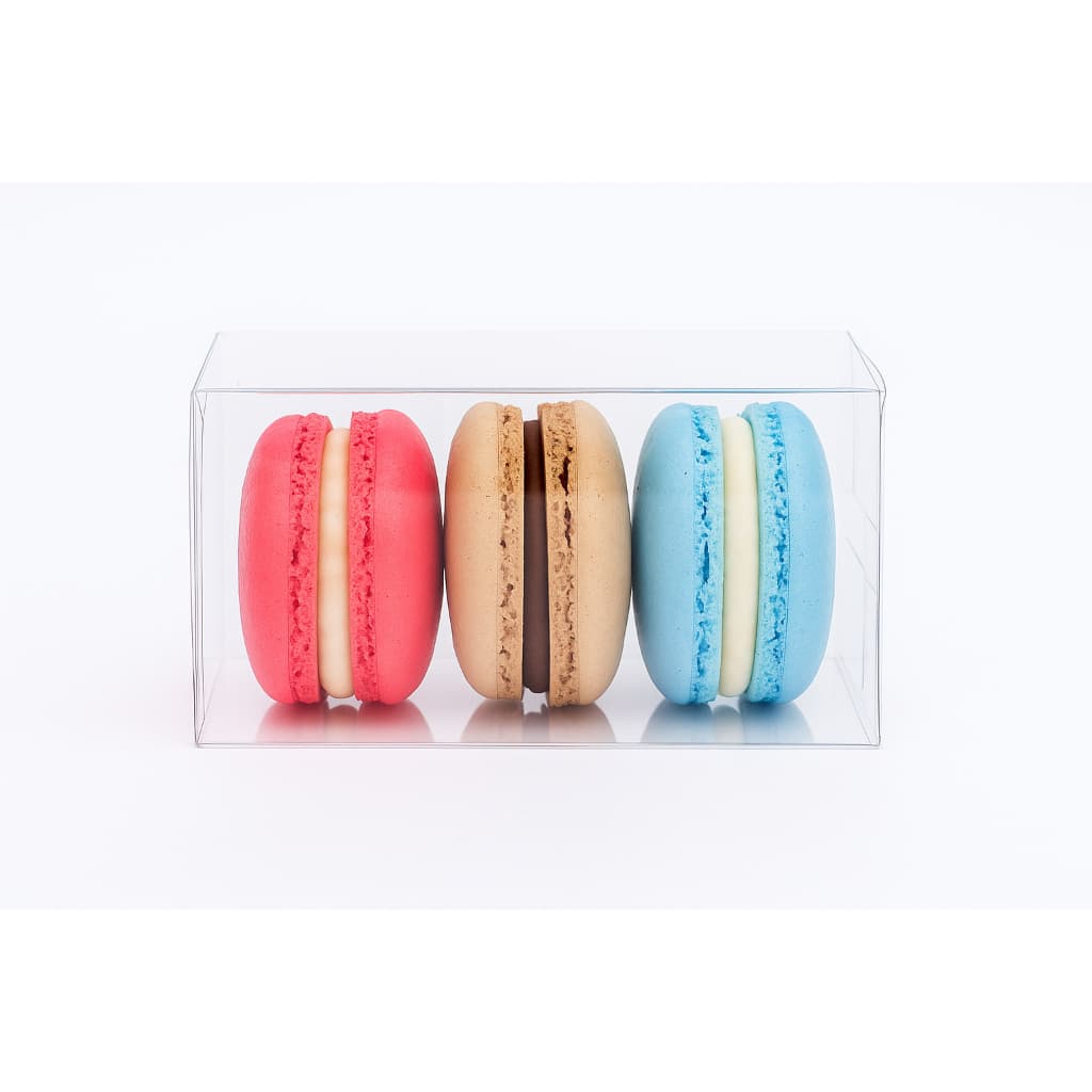 Caixas de Acetato 5x5x7 cm para 3 macarons transparente cristal