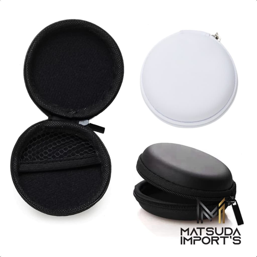 Estojo Protetor Emborrachado Redondo para Cabo Carregador Fone – Case Rígido Portátil