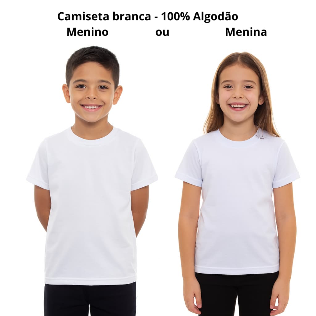 Camiseta Escolar Infantil Branca Básica Menino Menina Lisa - Infantil 100%algodão  - 2 ao 16