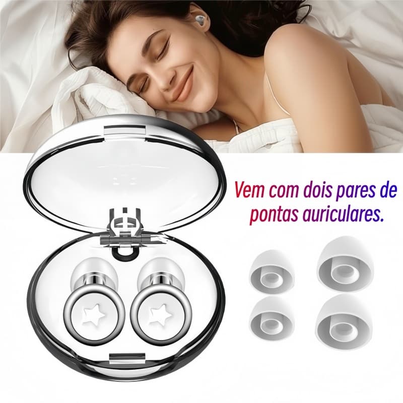 Protetor Auricular de Silicone Isolamento Acústico para Sono Estudo e Viagens Com pontas auriculares de substituição