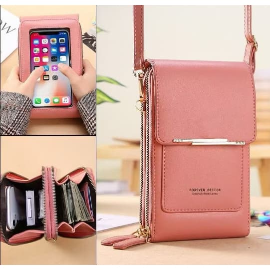 Crazy Bag Bolsa Feminina Transversal Touch Screen com Porta Celular e Cartão Fecho Magnético