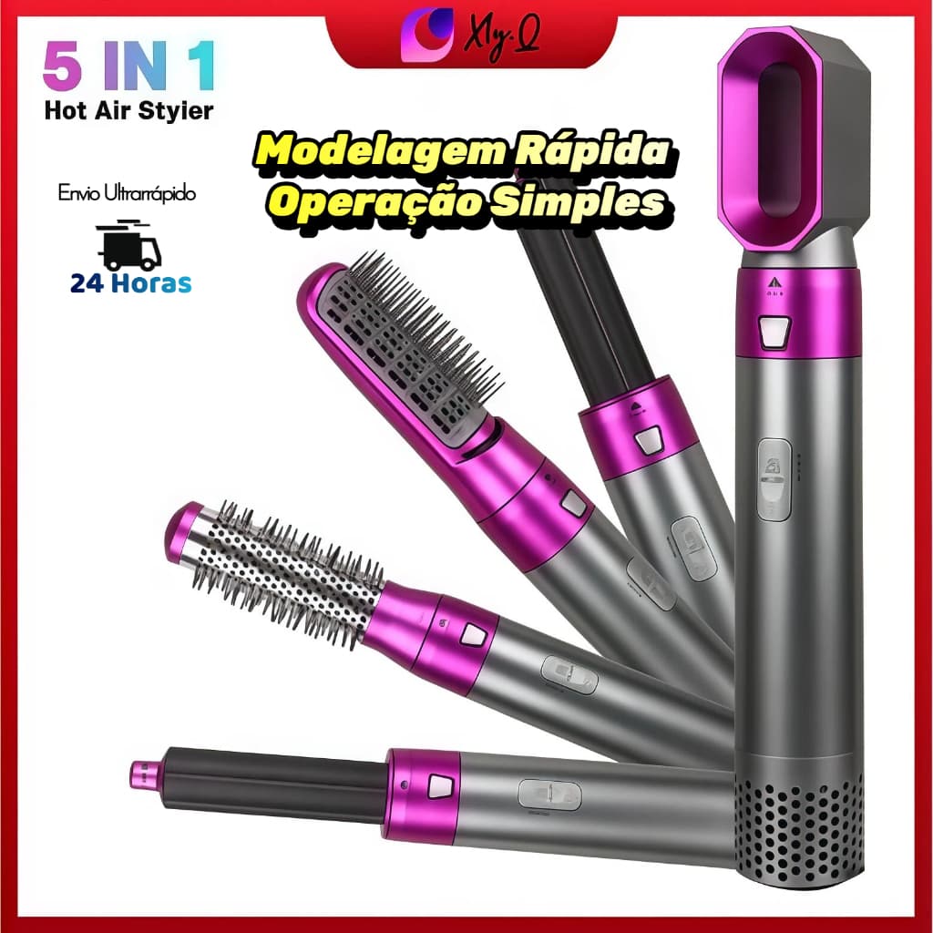 Secador De Cabelo 5 em 1 Pente Alisador E Frisador 110v e 220v