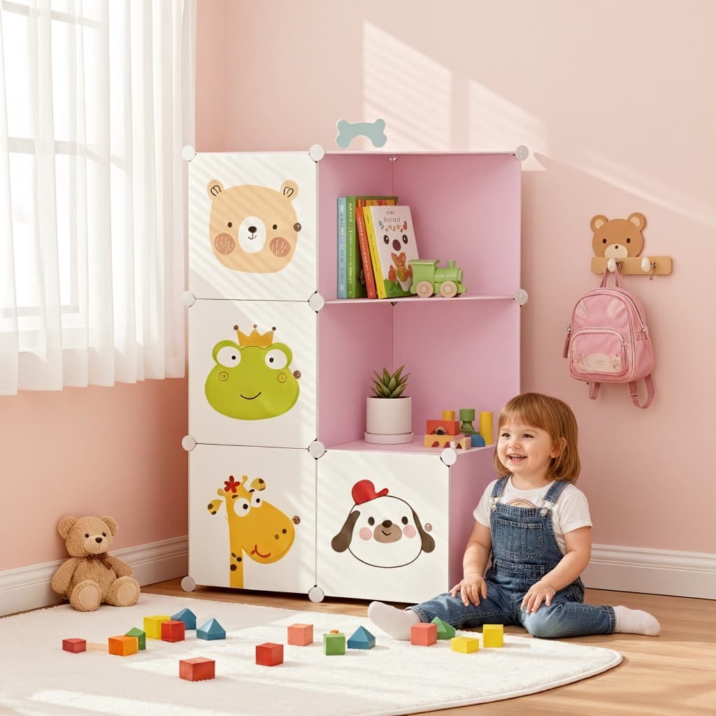 Guarda Roupa Portátil Infantil DIY Armário Modular Plástico Resistente 4-8 Portas Organizador Nicho