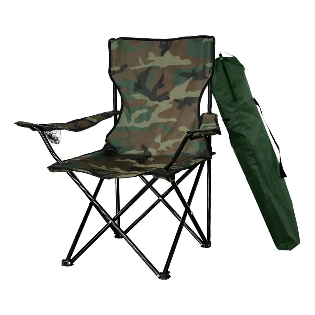 Cadeira Portátil De Aço Dobrável Com Porta Copos Apoio de Costas Para Camping e Pesca