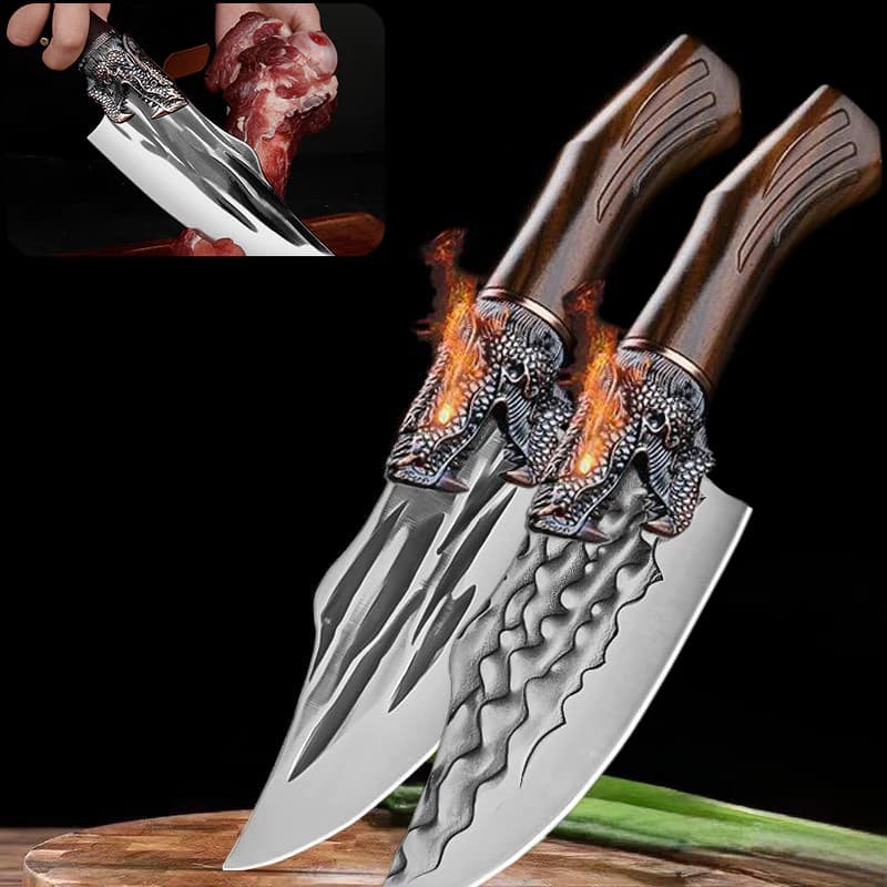 Faca Cutelo Forjado Artesanal Rustico Com Bainha Churrasco Desossar Carne Camping Chefe de Cozinha