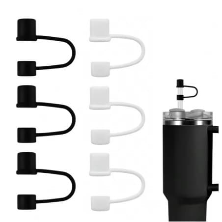 Tampa De silicone para canudo De 6mm/ 8 à 10mm  / Tampa De Bebida plug - Branca ~ Preta ~ Colorida