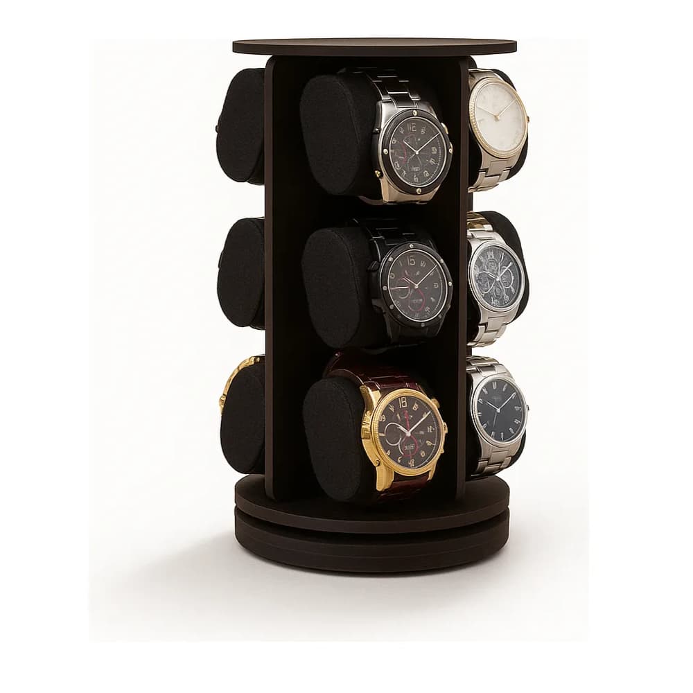 Porta Relógios Giratório 12 Unidades Reelux Mdf Preto